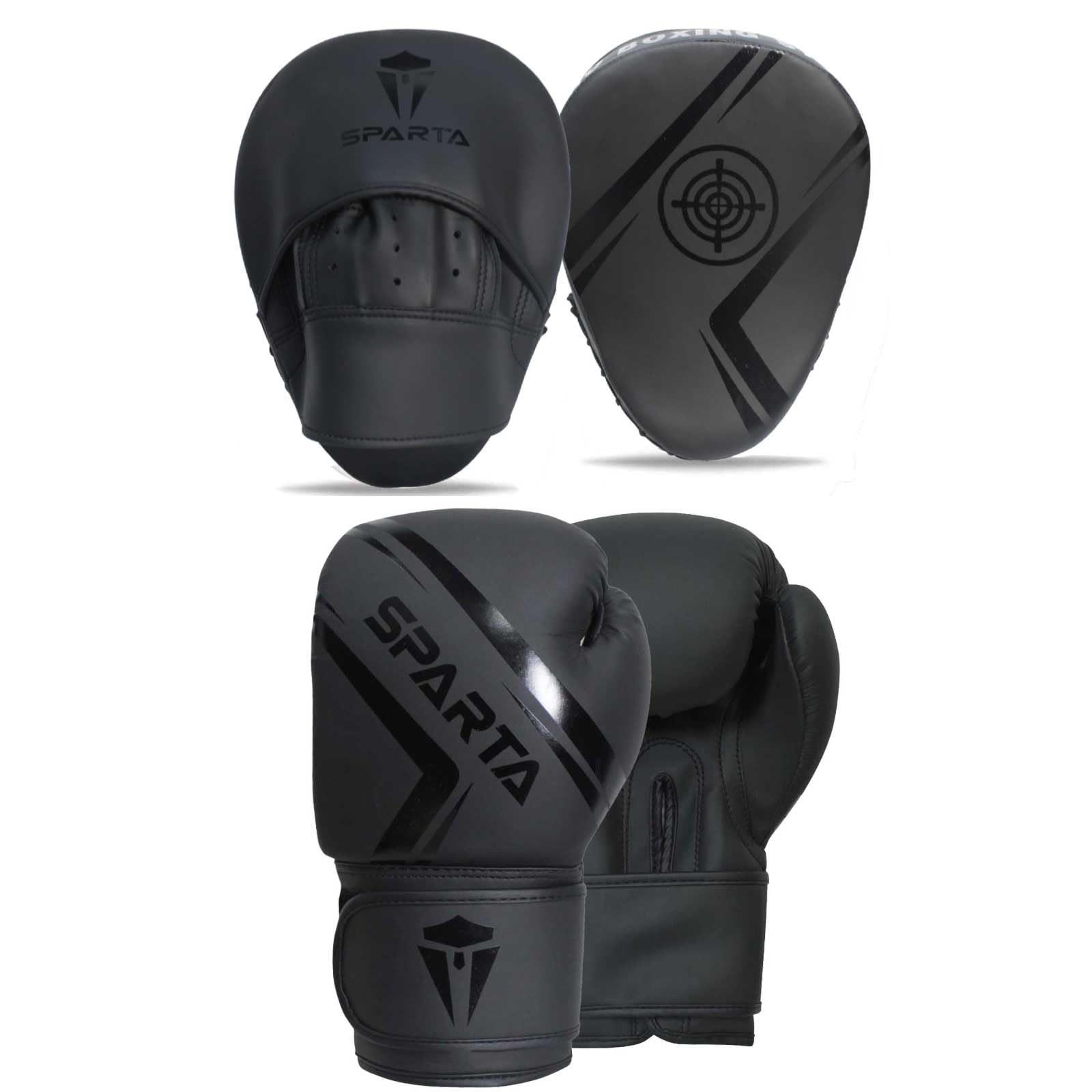 Boxing gloves and pads set Focus Punch Mitts MMA Training Sparring Hook and Jab strike target with Punching Gloves (Black, 8 oz) โ image 1