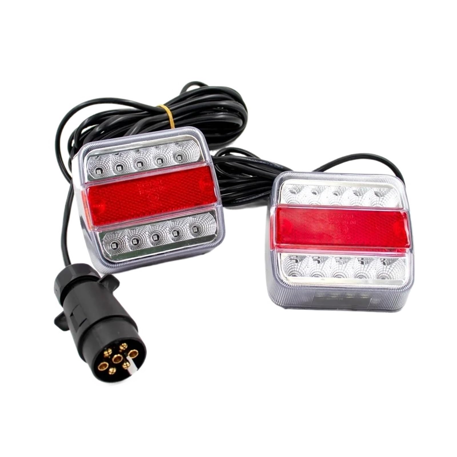 Lámpara Trasera Aftermarket Luz Trasera Remolque 12V 14 LED Cable 10m Lámpara Freno 7 Pines Reflector Placa Matrícula 1 Juego Faro Trasero LED