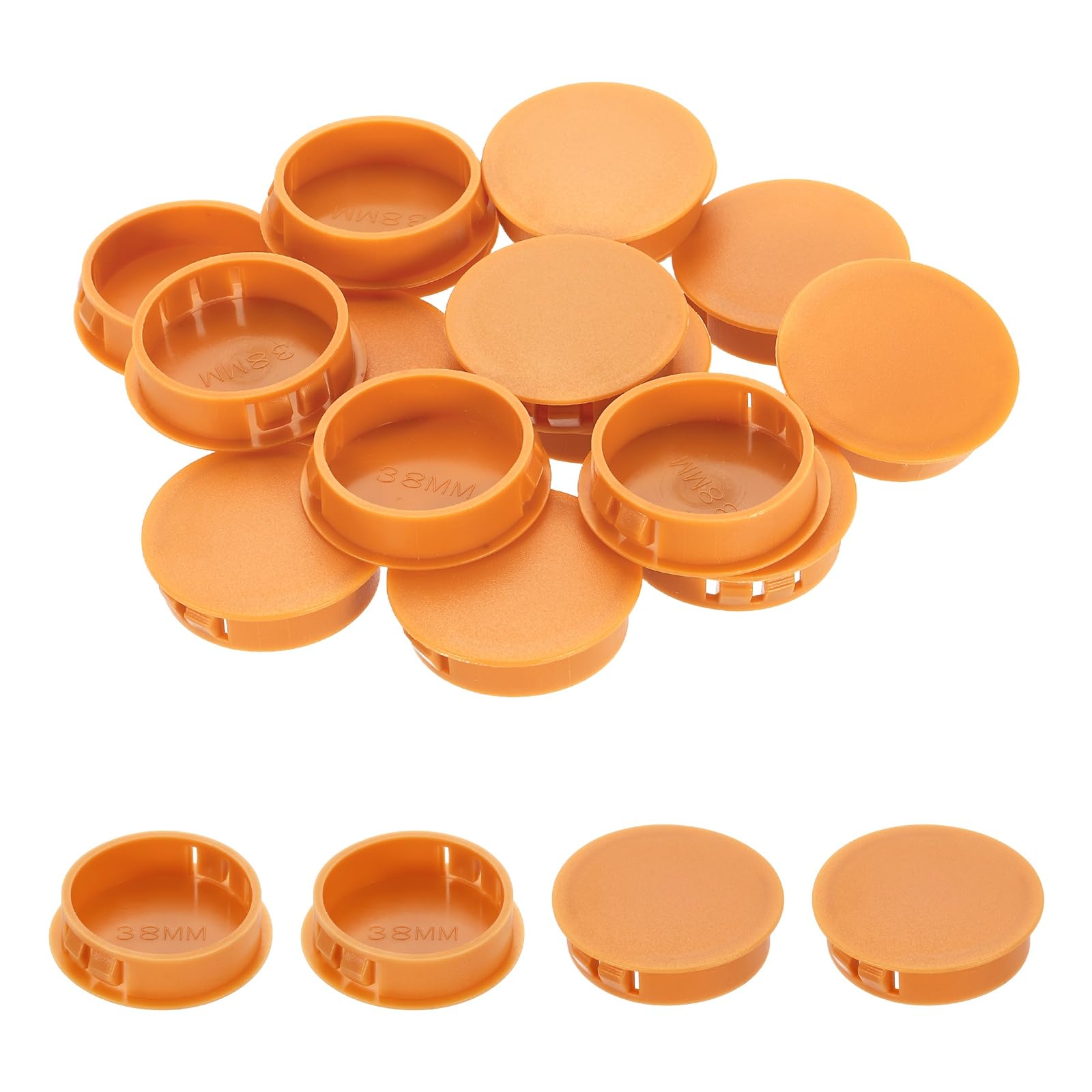 sourcing map Hole Plugs 50pcs 38mm(1-1/2-Inch) Plastic Plugs for Round Holes Flush Type for Furniture Cabinets Machines Hardware Fencing Post Pipe, Orange