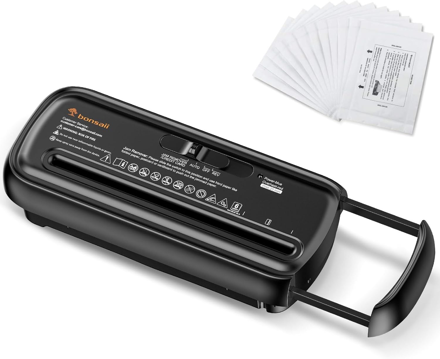 Bonsaii 6 Sheet Strip Cut S123-B Paper Shredder for Home Office Use & 12 Pack Lubricant Sheets