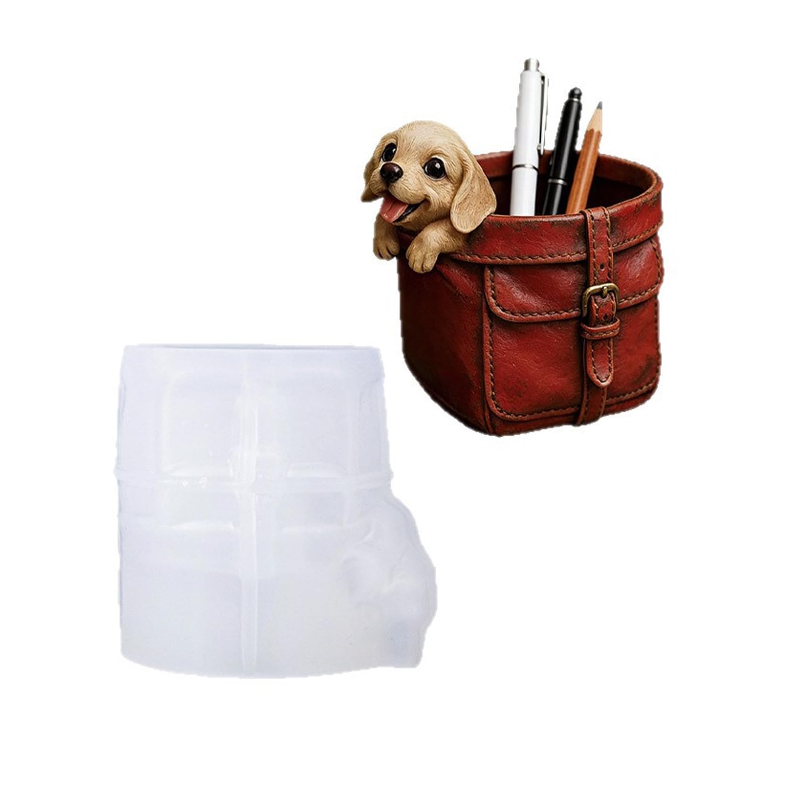 Xjdzineq Flowerot Silicone Mold Planter Vase Gypsum Cement Holder Molds Dog Bag Epoxy Casting Molds for Pen Holder Succulents Planter