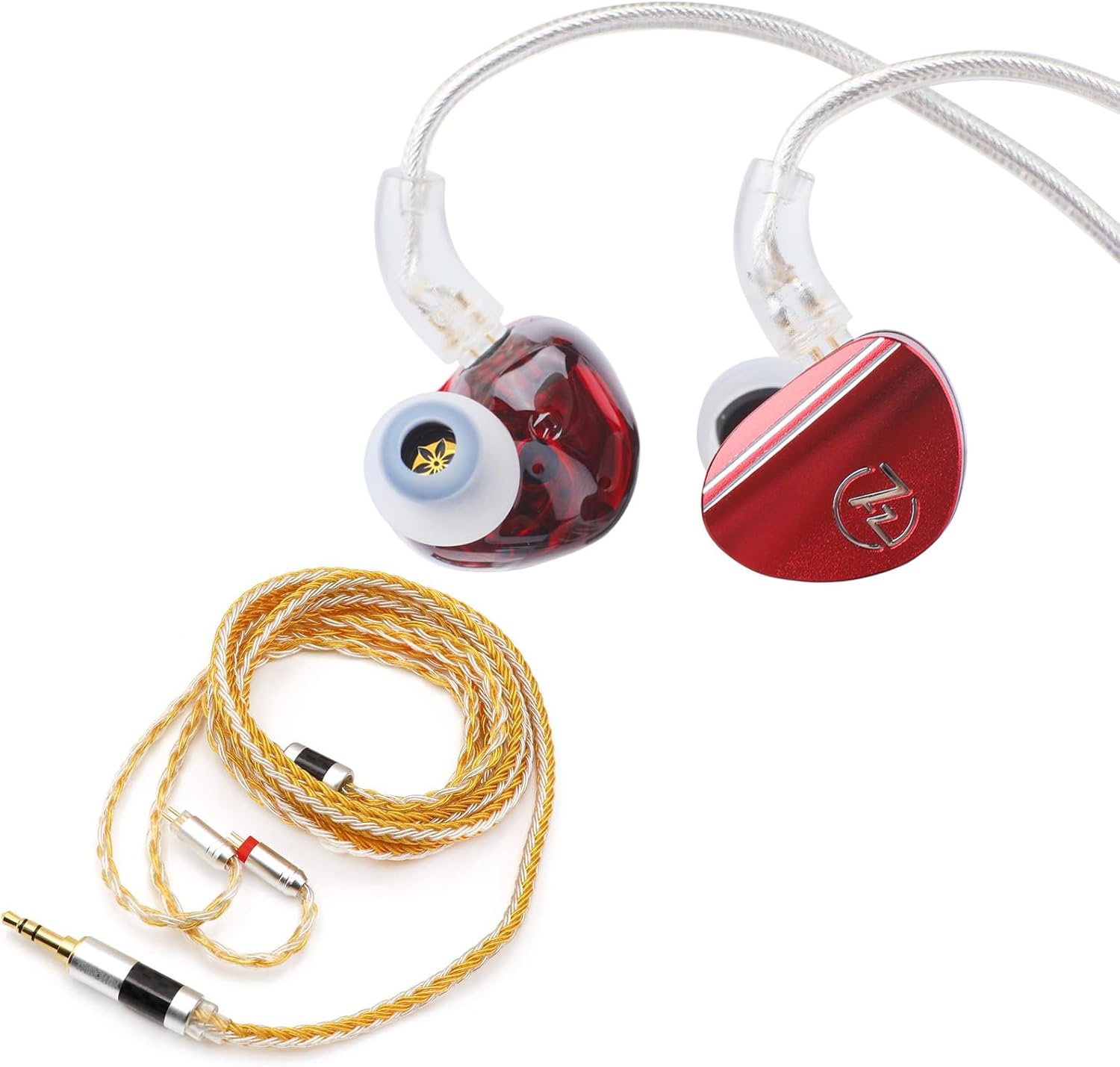 Linsoul 7HZ SONUS in Ear Earphones(Red) + Tripowin Zonie 16 Core Earphone Cable(2pin-0.78mm, 3.5mm, Gold)