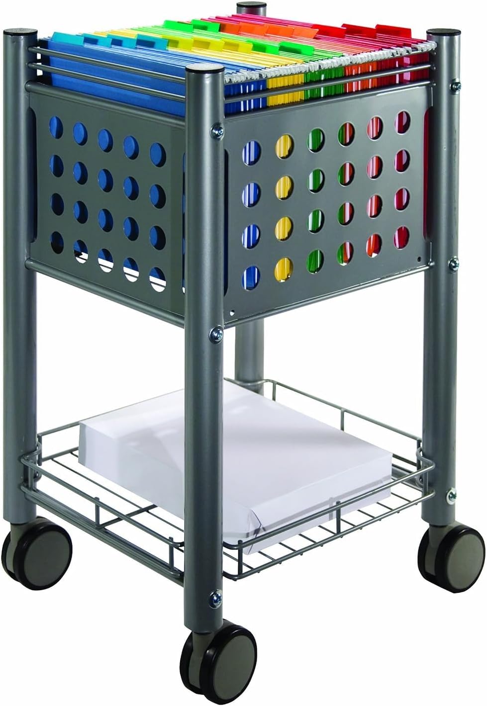 Vertiflex Mobile Rolling File Cart on Wheels, Sidekick Hanging File Cart, 13.75 x 15.5 x 26.25 Inches, Matte Gray