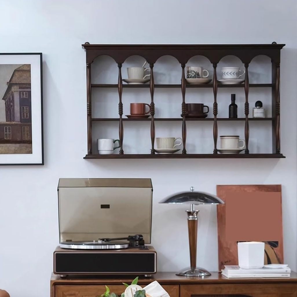Espositore per tazze da caffè in legno, supporto da parete, mensola portaoggetti da cucina, organizer per casa, ufficio, postazione caffè, design rustico per la decorazione della casa