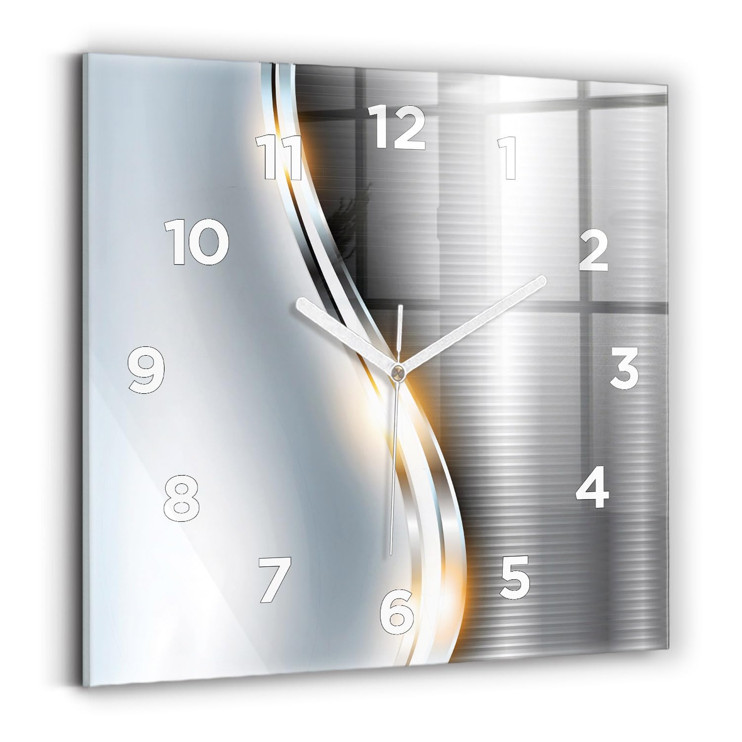 Horloge numérique carrée 30x30 cm moderne avec mécanisme silencieux et affichage analogique