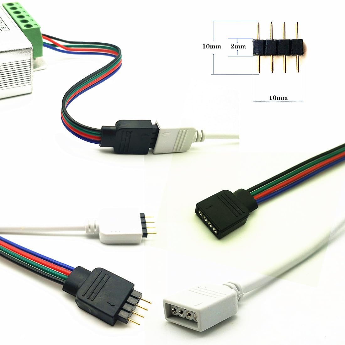 Produktbild von LIFKICH 4x LED Röhren Anschlusskabel – 3-polig, T5/T8 Kompatibel, Doppelseitiger Stecker