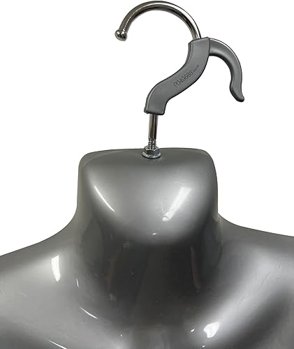 Miniatura 54 de DisplayTown Maniquí femenino a la cadera, torso largo, espalda hueca, cuerpo apilable, con gancho para colgar, para exhibición de camisetas, Blanco