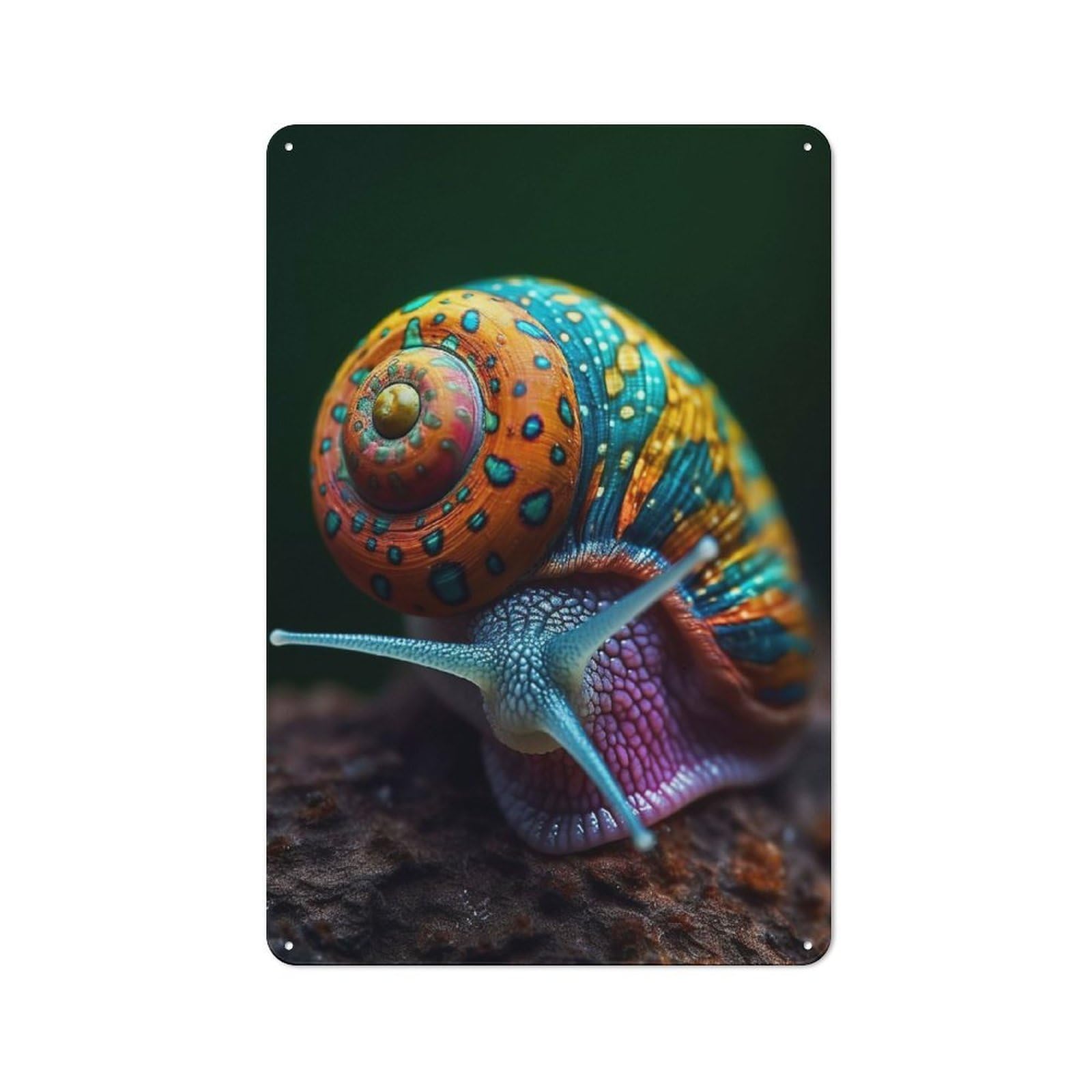 Junmoney Style-3 30X20cm Rustic Tin Sign With Colorful Snail For Studio Or Craft Room, Tin Sign Wall Decor For Studios And Craft Rooms