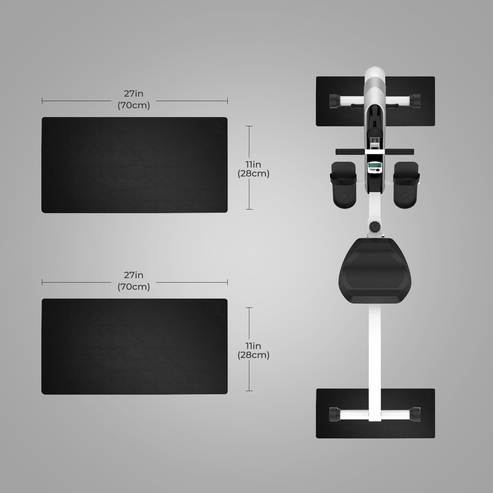 Tapis Home Trainer, 6mm PVC Tapis de Protection de équipement de Fitness, pour Tapis de Course/Tapis de Marche/Banc de Musculation/Vélo d'exercice, tapis de protection robuste (28*70cm 2pcs)