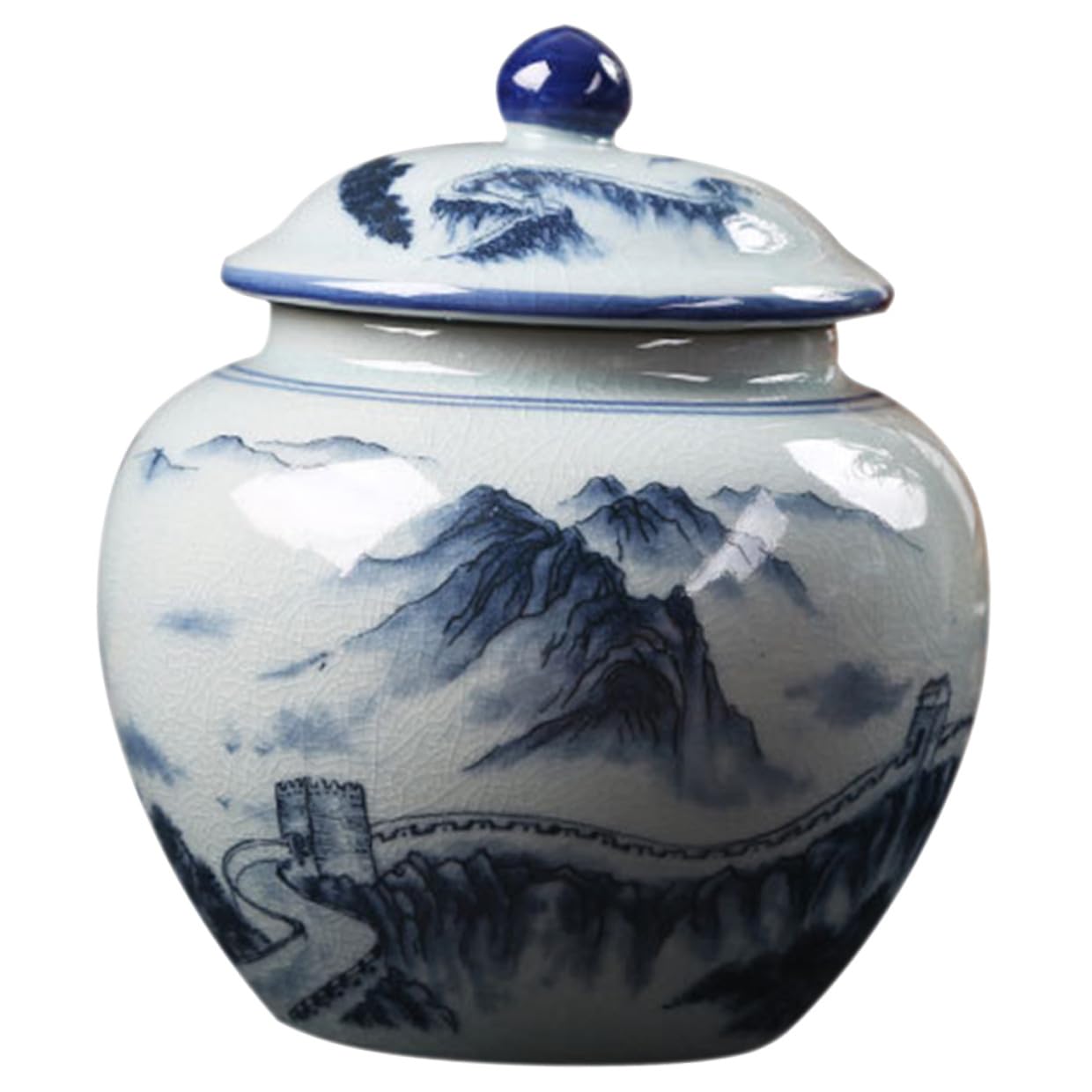 COLLBATH Keramik Vorratsdose im Chinesischen Vintage Stil mit Dicht Schließendem Deckel zur Aufbewahrung von Tee und Nüssen für Zuhause oder Teehaus
