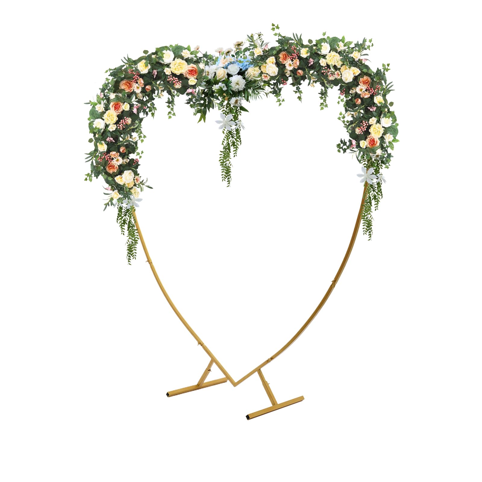 2.1m Metall Luftballon Bogen Kit Herzform Hochzeitsbogen aus Kohlenstoffstahl Ballonbogen Gestell Ballon Ring,Diy Metall Runde Ballon Bogen Girlande,Traubogen Hochzeit,Gold/Weiß (Gold)