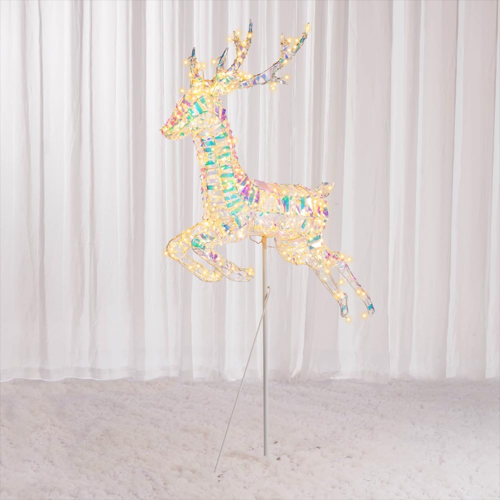 BAKAJI Renna Luminosa Natalizia Luce Bianco Caldo per Esterno, Cervo Babbo Natale LED Addobbo Decorazione 3D Natalizie, Decorazioni Fuoriporta, Giardino, Terrazzo, Protezione IP44 (94 x 150 cm)