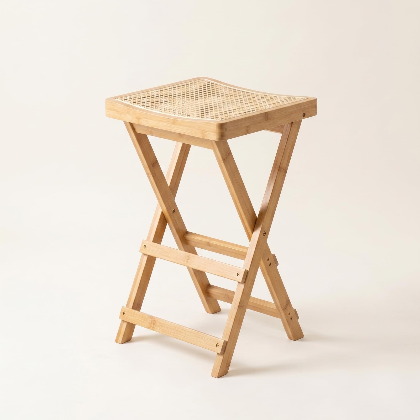 LOVIVER Tabouret Bar en Bambou Pliable avec Assise en Rotin Tressé pour Cuisine Îlot et Espace Repas Confortable et Léger