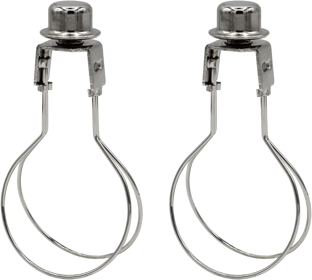Creative Hobbies® Lamp Shade Light Bulb Clip Adapter Clip on with Shade Attaching Finial Top, Silver Color | 2 Pack