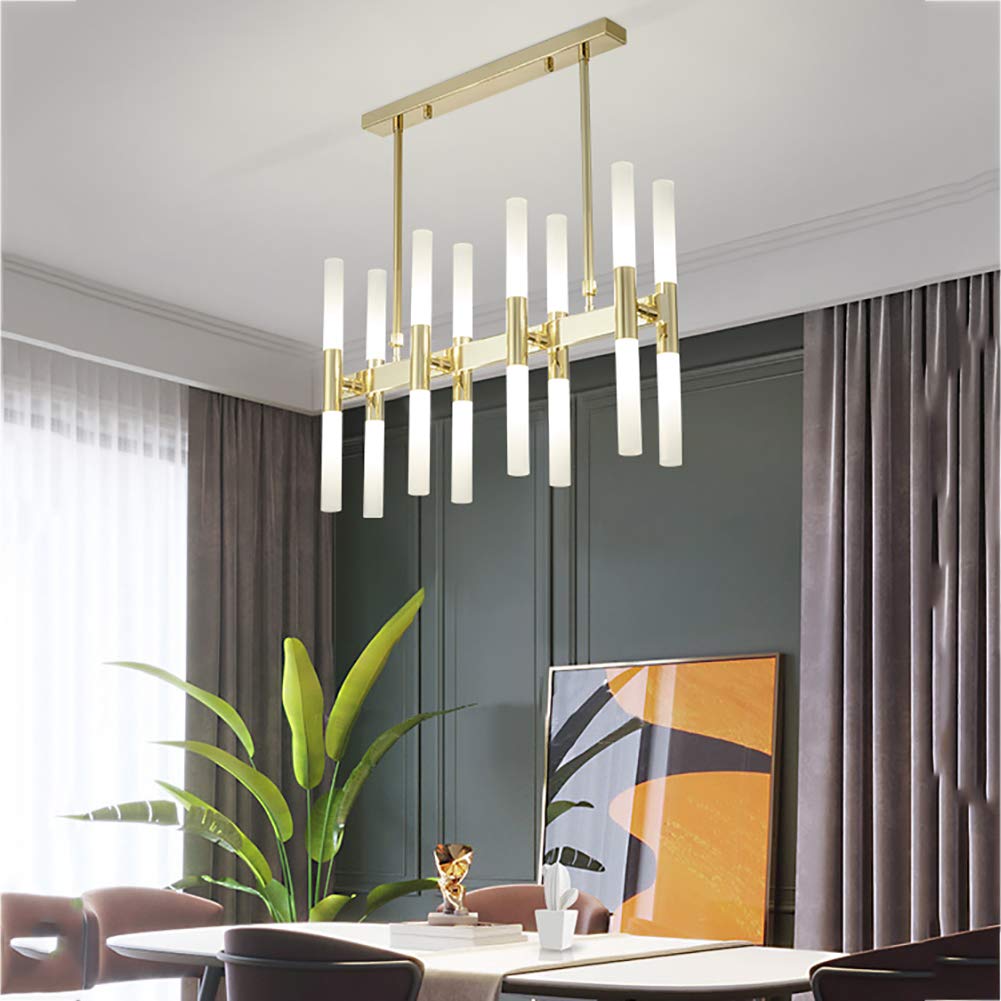 Nowoczesny żyrandol LED 16-punktowa oprawa wisząca Regulowany akrylowy klosz Lampa sufitowa do kuchni, jadalni Salon - elegancki złoty design LWX