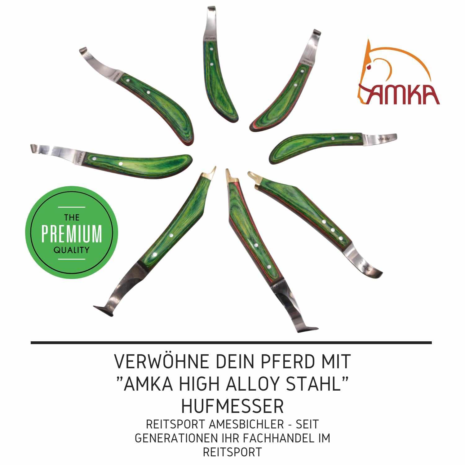AMKA Has Schlaufenhufmesser High Alloy Stahl Schichtholzgriff ergonomischer Griff