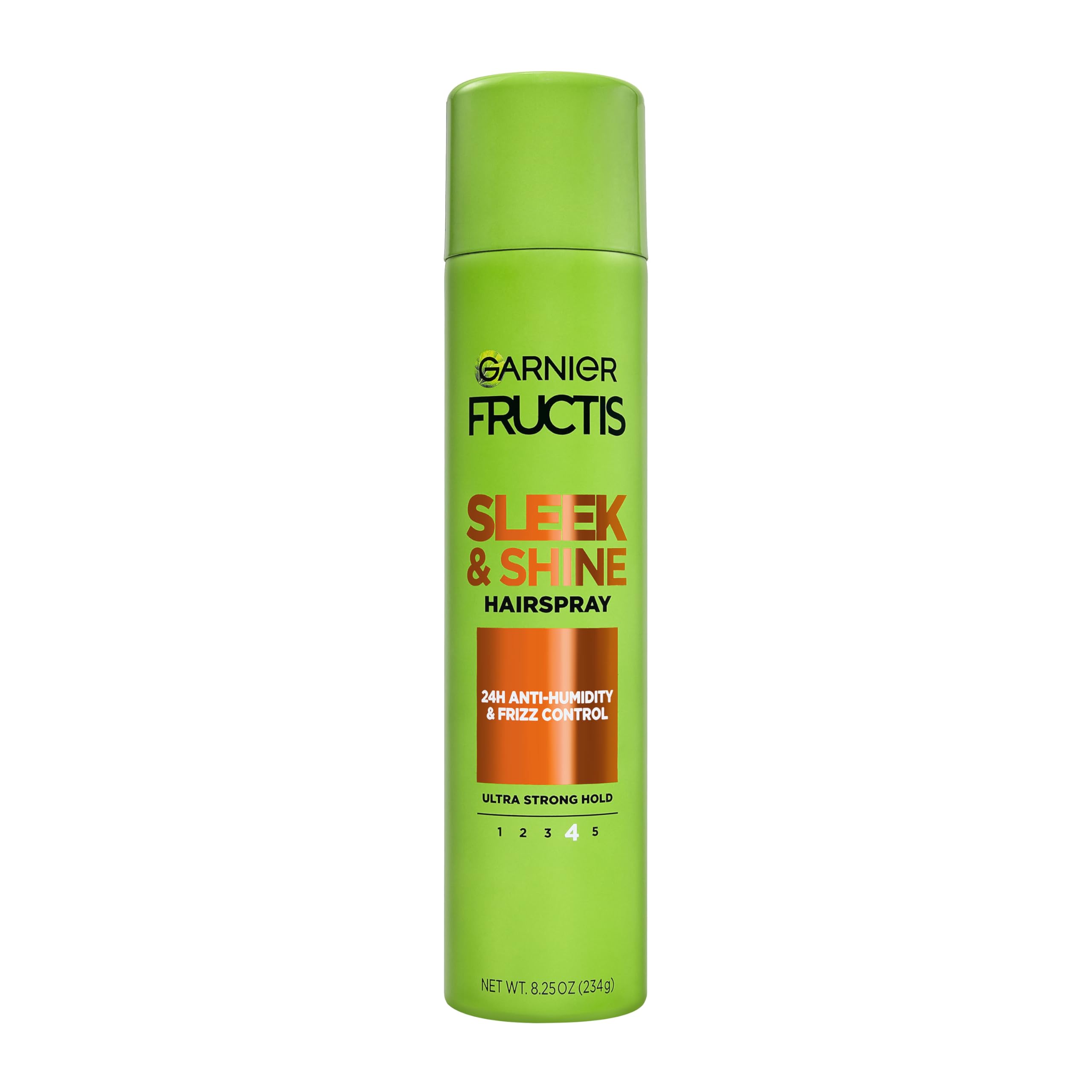 Garnier Fructis Style Sleek and Shine Anti-Humidity Hairspray, Ultra Strong Hold, Frizz Protection 8.25 Oz, 1 Count (Packaging May Vary)