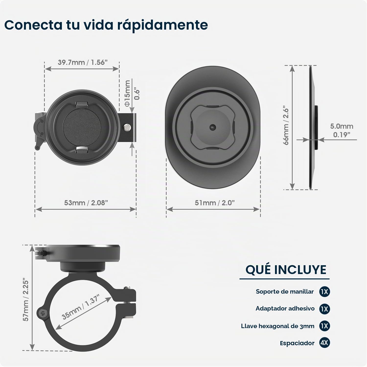 Soporte Movil Bici - Soporte Móvil Bicicleta y Moto de Aluminio Ligero y Seguro, Porte Movil Bici Manillar Universal para MTB, Carretera y Urbano, Bloqueo y Extracción Rápid para Teléfono 4-7,5"