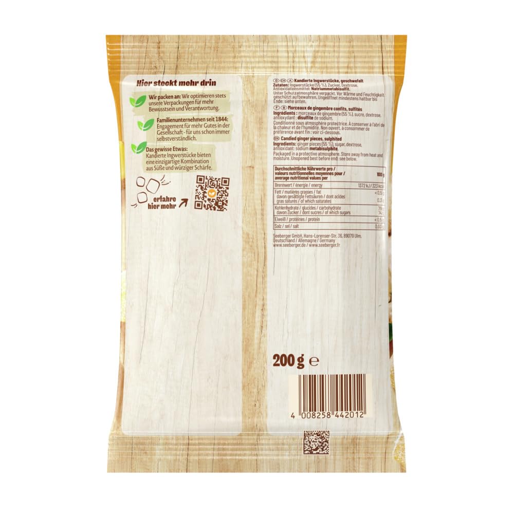 Seeberger Ingwerstücke kandiert 12er Pack 200 g vegan