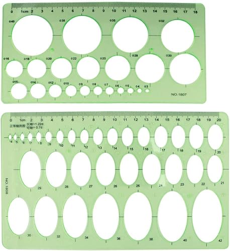 Miniatura 4 de Plantillas de dibujo de geometría reglas de plástico verde transparente multifunción para diseño de oficinas, encofrados de edificios escolares, 1