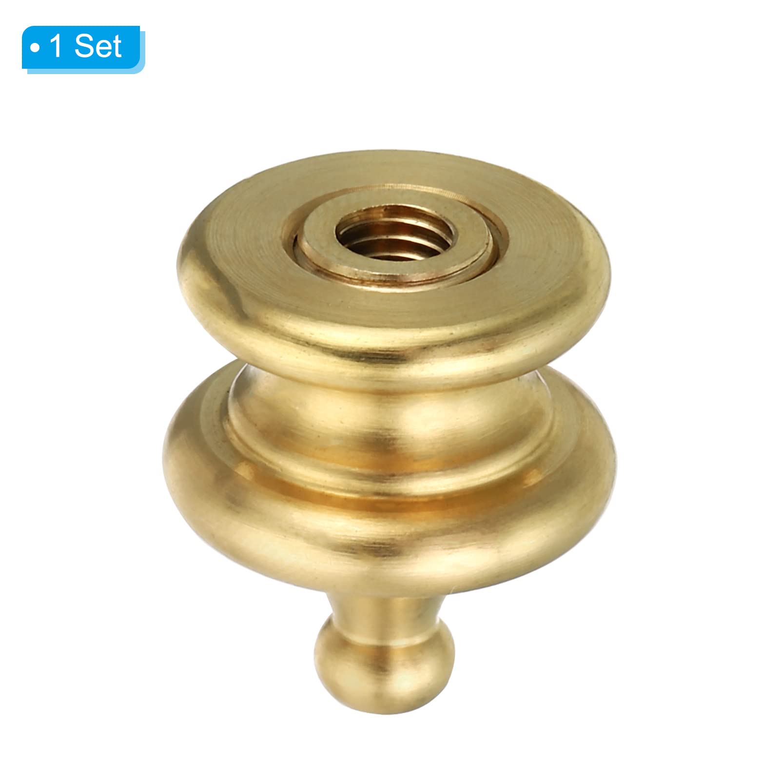 PATIKIL 1" Tall Brass Lamp Finials Cap Knob, 1 Set Lamp Screw Holder Tapped 1/4-27 for Table and Floor Lamp Shade Decorations - Image 3