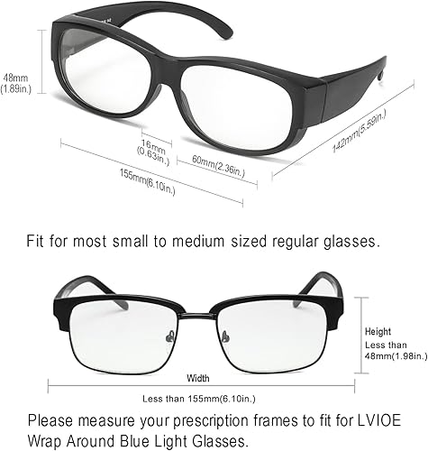 Miniatura 3 de LVIOE Se ajusta sobre gafas de bloqueo de luz azul y gafas de computadora, desgaste sobre anteojos recetadosanteojos de lecturagafas RX LB303