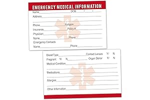 25 Round-Cornered Emergency Medical Information Cards for Convenient Carry