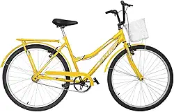 Bicicleta de Passeio Ultra Bikes Esporte Summer Vintage Retrô Aro 26 Reforçada Freio V-Brake Amarelo