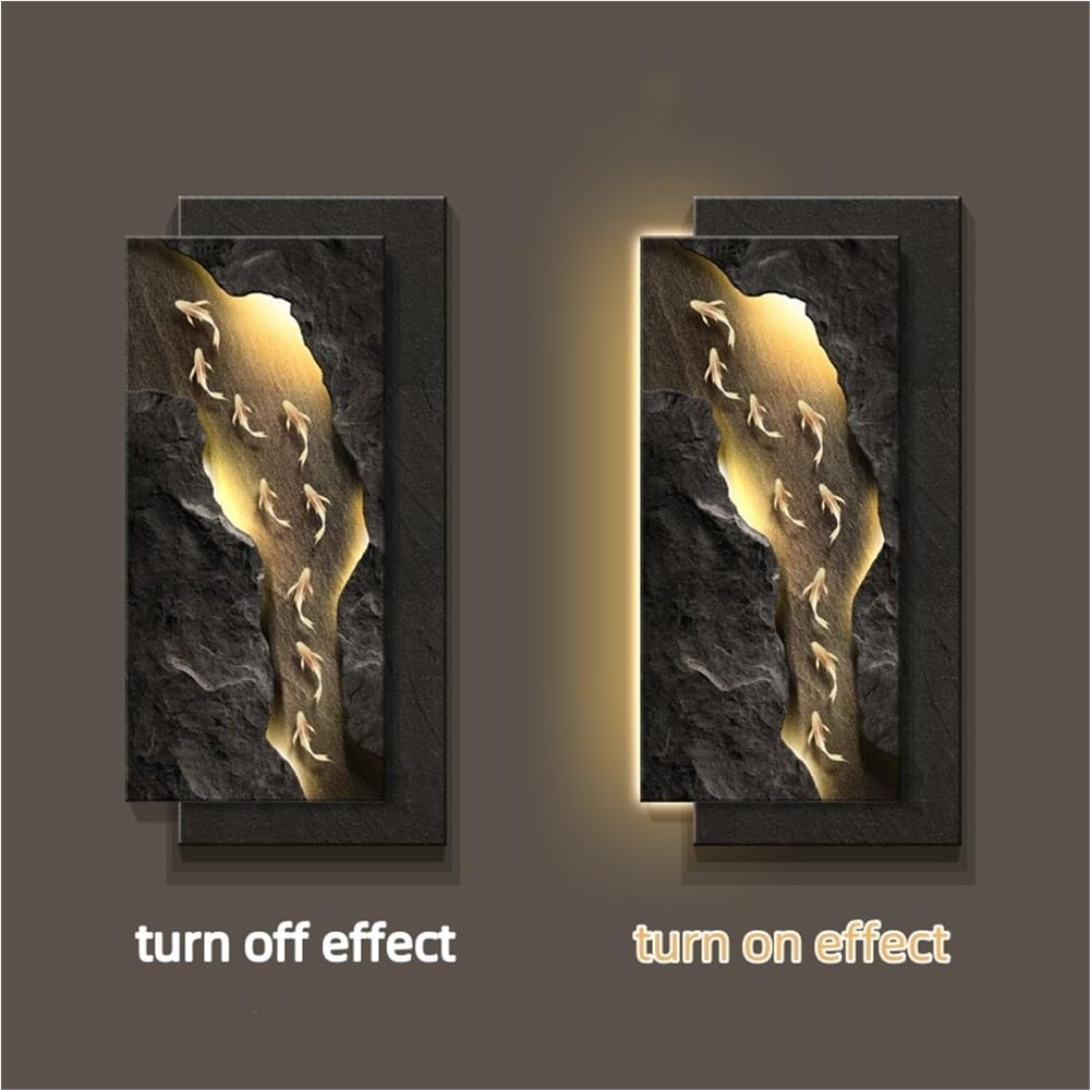 Simple Wall Decoration, Sandstone Wall Art, Luminous Wall Sculpture, Suitable for Living Room, Entrance, Hotel Lobby, Corridor(Black,19.7 * 39.4in) - Image 4