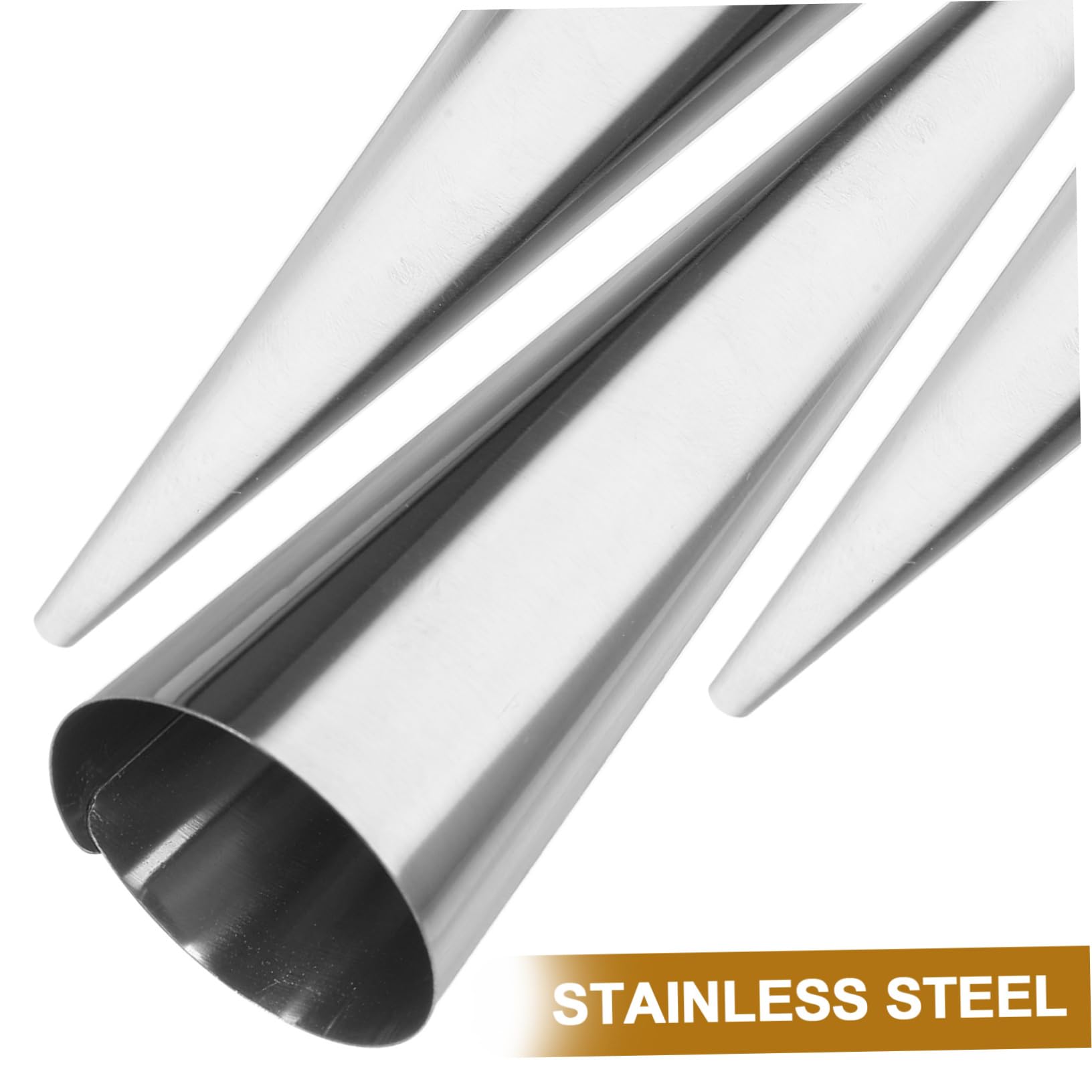 MOLUCKFU 10pcs Stainless Steel Cone Shaped Cream Horn Molds Croissant Baking Forms for Puff Pastry Reusable Baking Tools for Savory Appetizers Desserts Easy to Store