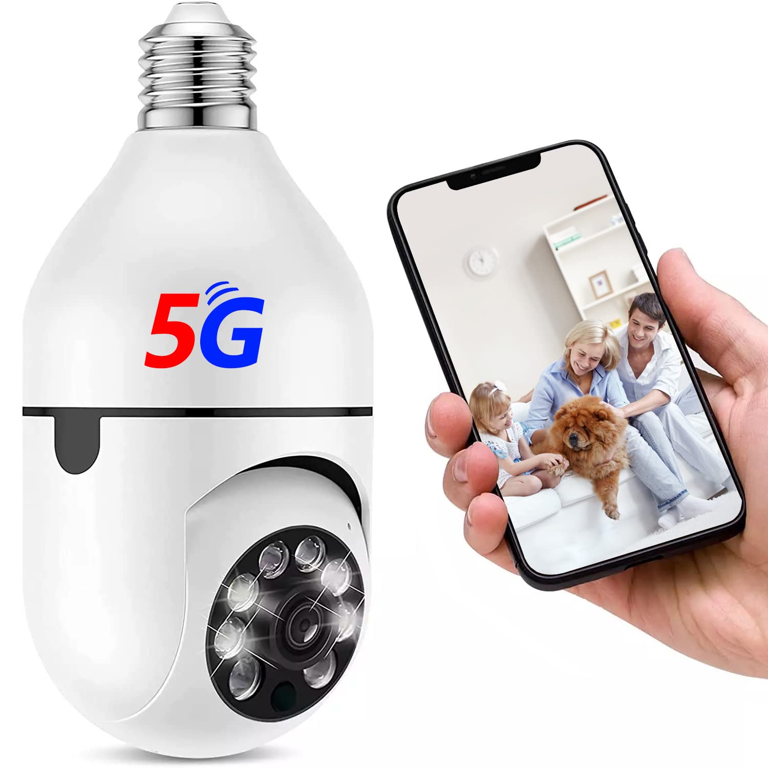Wireless WiFi Light Bulb Security Camera, Support 5GHz/2.4GHz WiFi 1080P Outdoor Light Socket Security Cameras with 2-Way Talk, Smart Motion Detection Night Vision APP Alarm Events for Indoor/Home-image-42