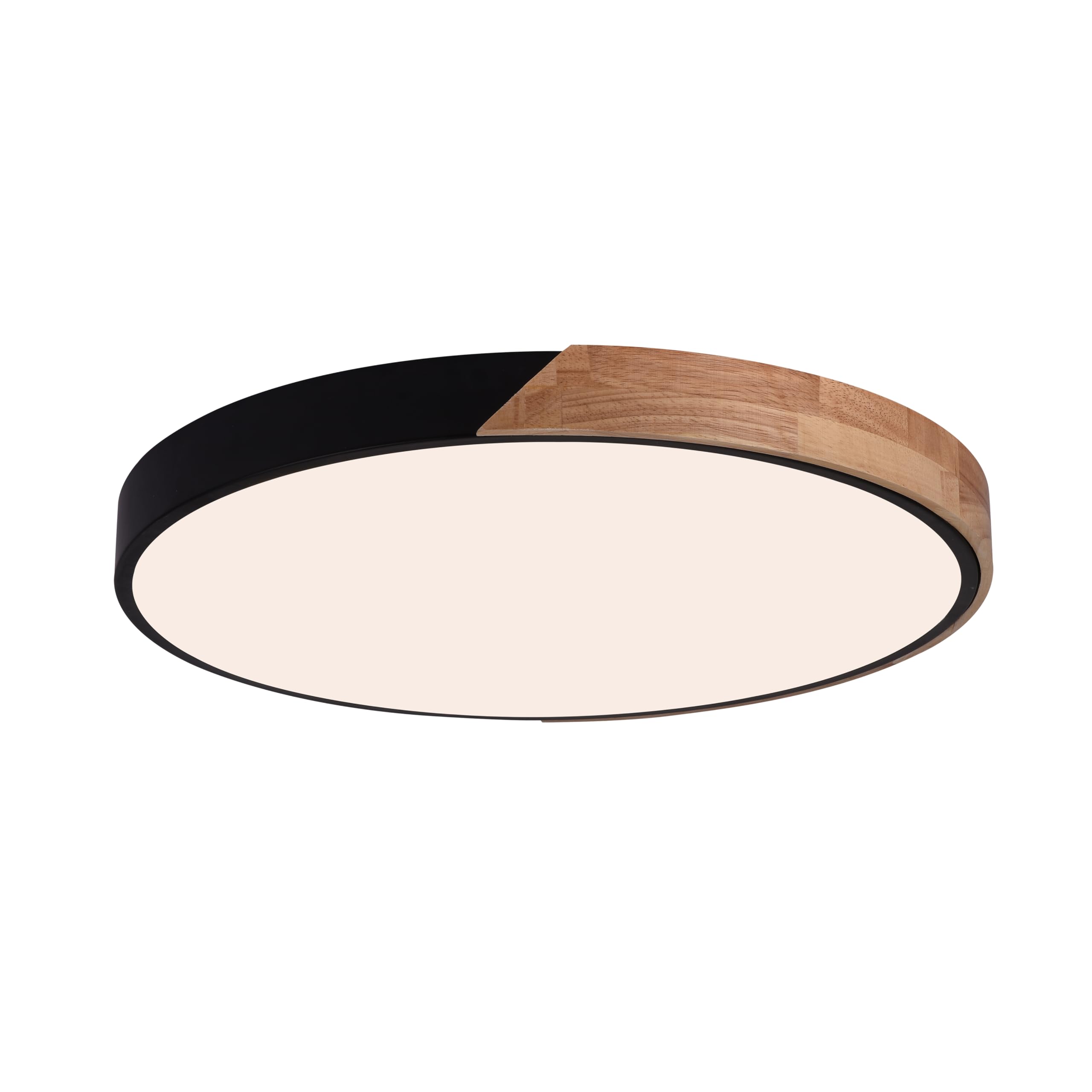 wonderlamp - Plafón de techo Smart de Madera 70 W LED Mol, 3000-4000-6000K, Intensidad Regulable, Luz nocturna, Mando incluido, Negro