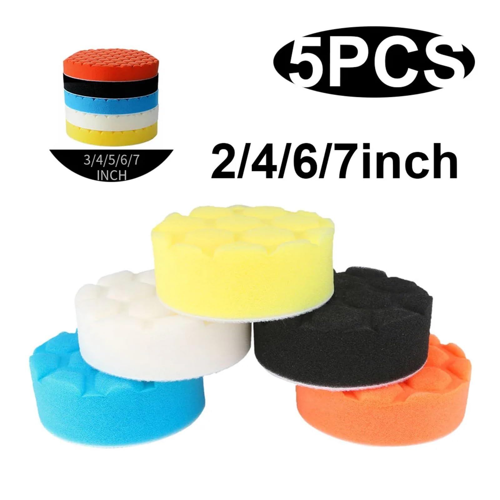 3/4/5/6/7-Zoll-Autopolierpad-Set, selbstklebend, Polier- und Wachsschwamm, Wollscheibe for Poliermaschine Bohrmaschine(7 inches)