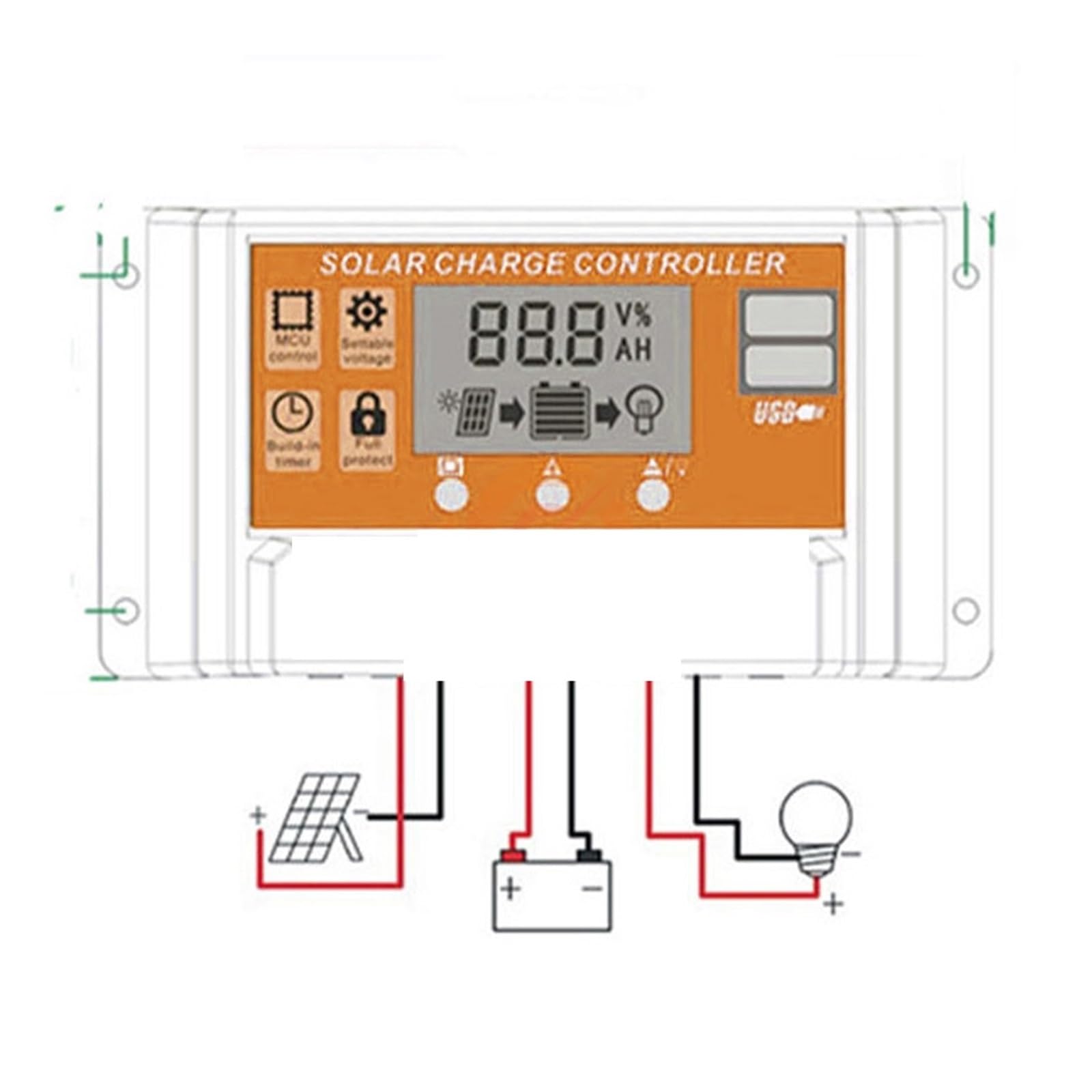Regolatore di Carica Solare 100A Regolatore del Pannello Solare 12V/24V Regolatore della Batteria del Pannello Solare con Display LCD Regolabile con Porta USB(100A)
