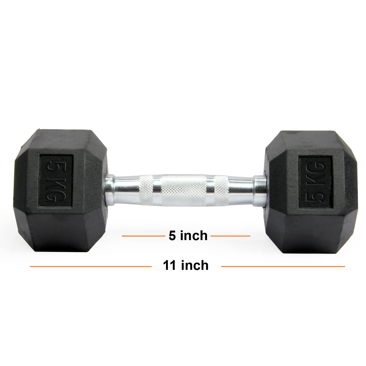 Gee Rubber Coated Fixed Weight Hex Dumbbells 5kg (Pack Of 2 Pcs) 2