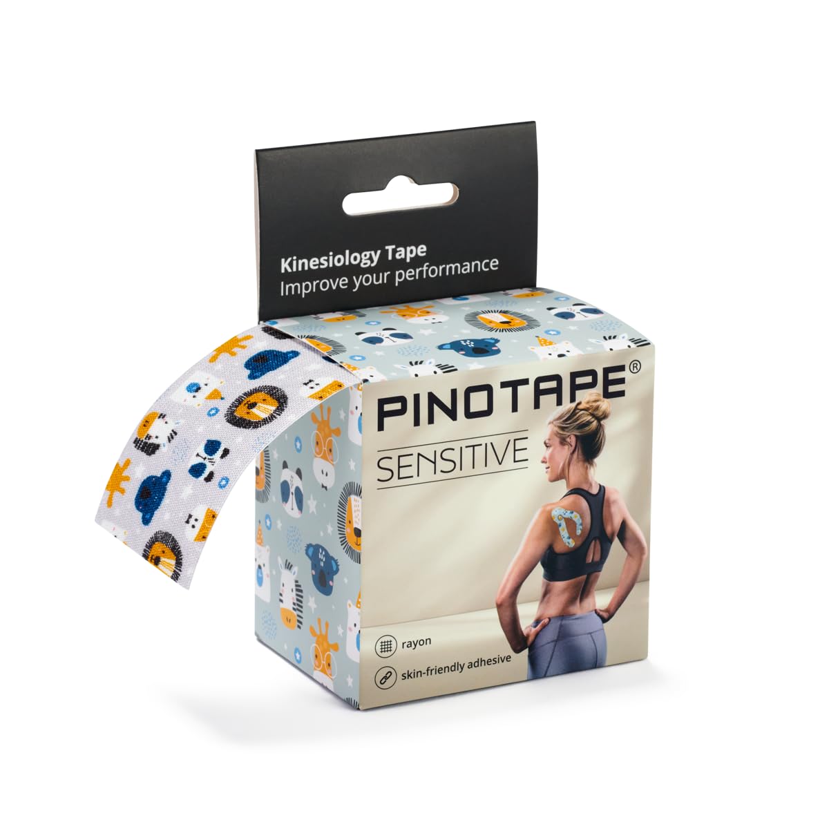 Pino Tape Sport – taśma wrażliwa – Zoo – 5 cm x 5 m – wodoodporne kinesiotape – dla wrażliwej skóry – bez lateksu – mocna przyczepność | 1 taśma = 5 metrów