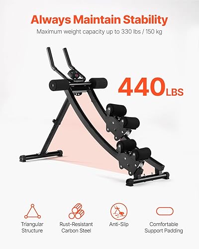 Miniatura 3 de VEVOR AB Workout Machine, Ab Workout Equipment at Home Gym, Core & Abdominal Trainers for Women, 440 lbs Weight Capacity Strength Training Ab