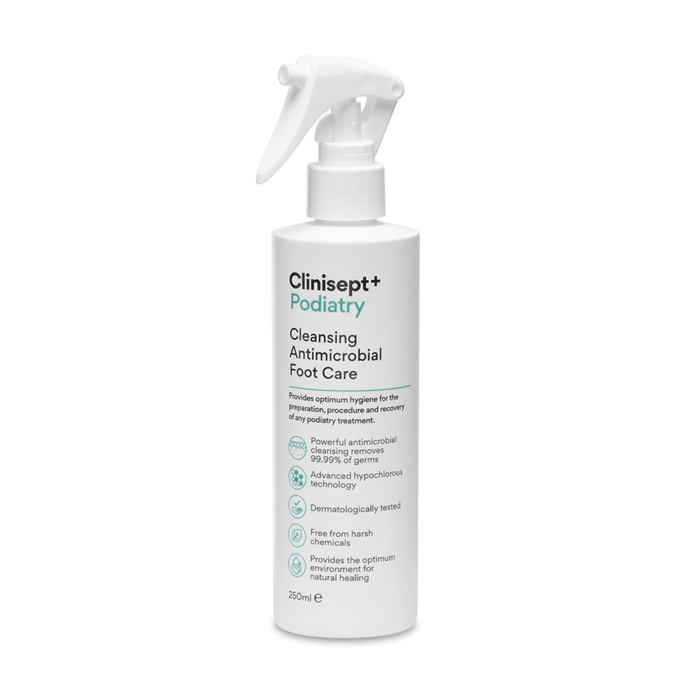 Clinisept+ Podiatry Antimicrobial Foot Care Spray - Skin, Body & Hard Surface Hygiene Cleanser - Alcohol-Free Gentle Formula - 250ml