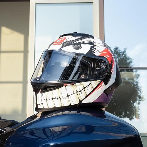 Miniatura 4 de Casco de motocicleta con visera completa, casco de cara completa con visera doble para hombres, mujeres y adultos con protector solar ahumado,