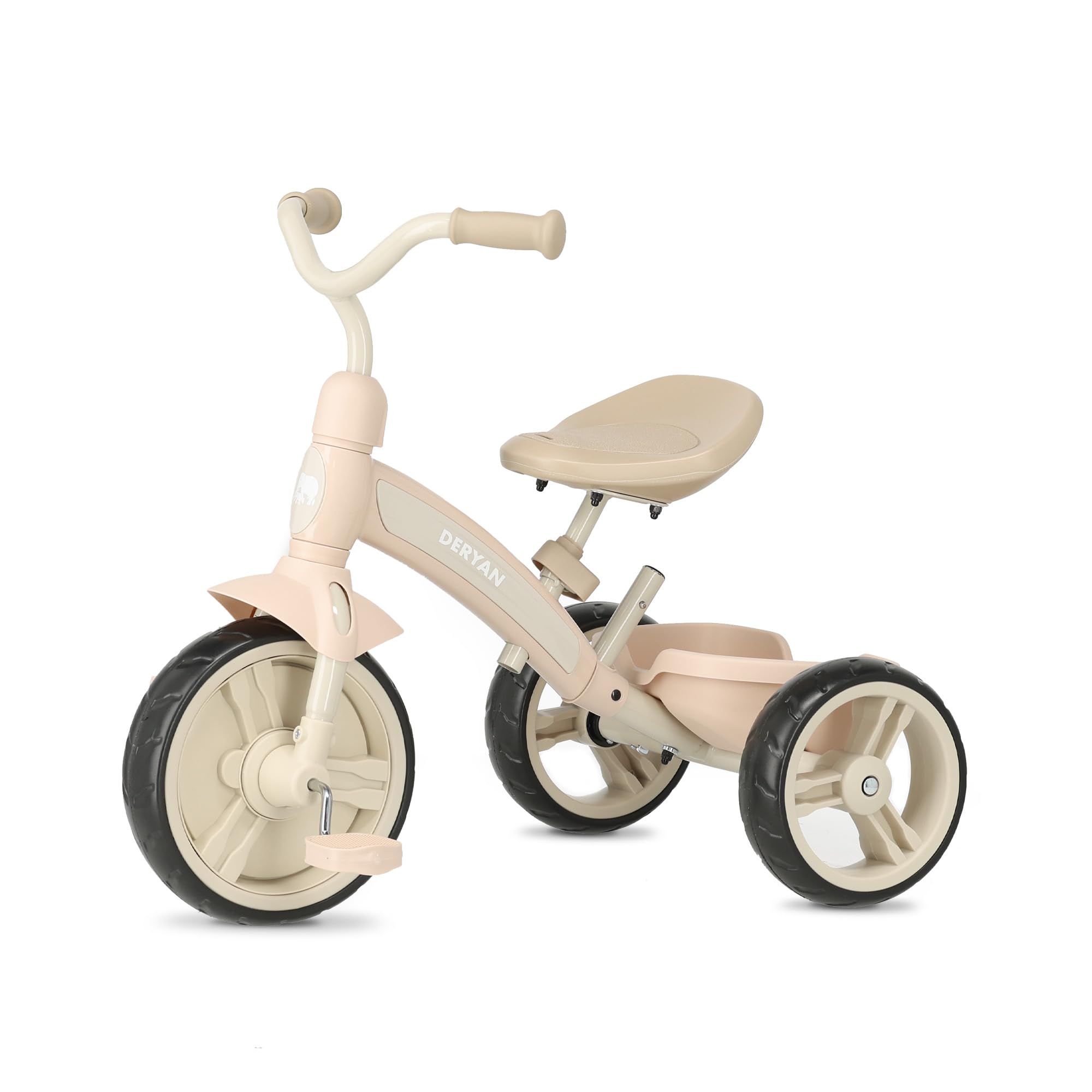 Deryan Wanderer 2 in 1 Laufrad Dreirad - ab 2 bis 6 Jahre, Kinderdreirad mit schubstange, Kinderfahrrad mit Pedalen, Laufräder Lauffahrrad inkl. Lenkstange (Beige)