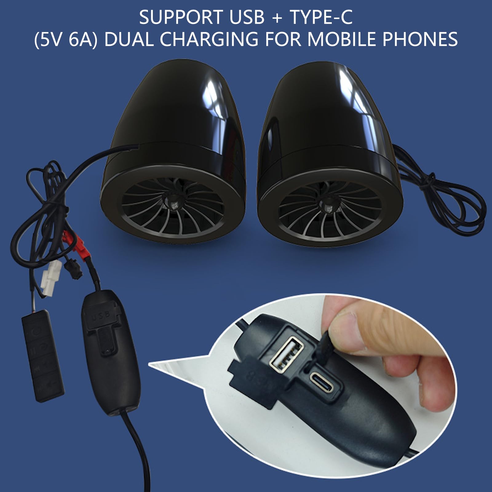 Sistemi acustici del motociclo con gli altoparlanti impermeabili della porta di carico di USB per il veicolo elettrico della bici facile