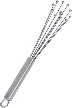 Restaurantware 10.5 in Stainless Steel Ball Whisk - German Standard Egg Beater with Ergonomic Handle, Dishwasher Safe - Manual Mixer Cooking Whisk for Baking, Stirring, Sauces, Beating