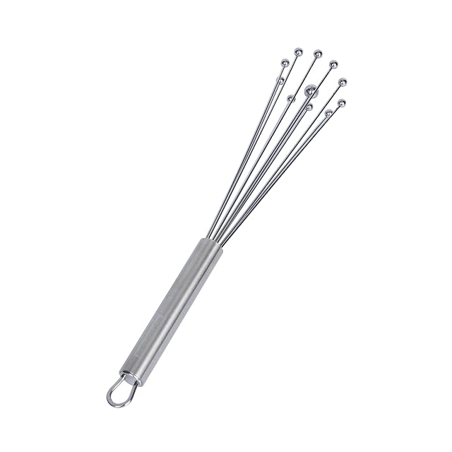 Restaurantware 10.5 in Stainless Steel Ball Whisk - 6 Pack - German Standard Egg Beater with Ergonomic Handle, Dishwasher Safe - Manual Mixer Cooking Whisk for Baking, Stirring, Sauces, Beating