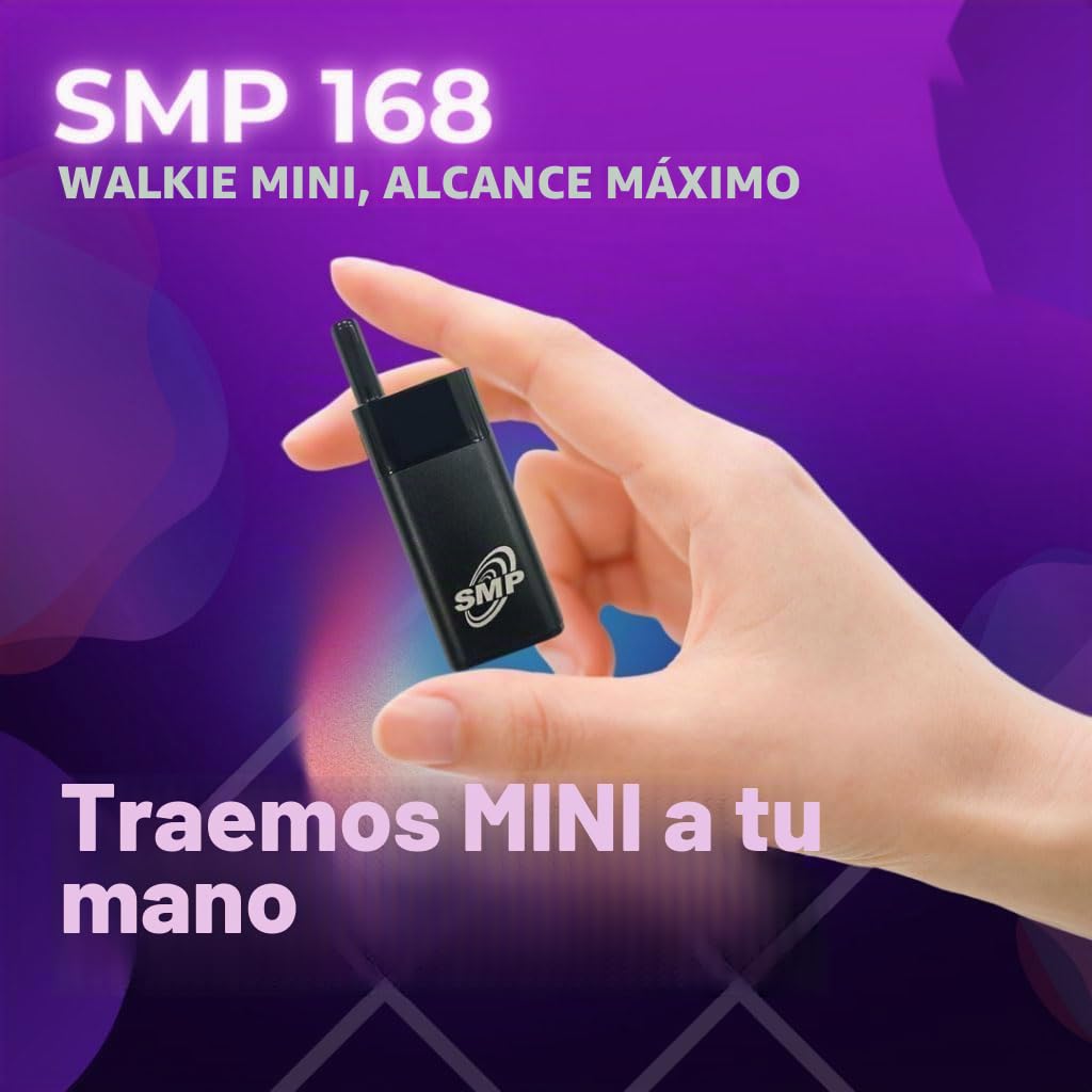 Mini walkie-talkie recargable SMP SMP-168, RMR446 - 25 canales con CTCSS/DCS, radio bidireccional PMR de largo alcance, ideal para seguridad, restaurantes y comunicación en el trabajo (168)