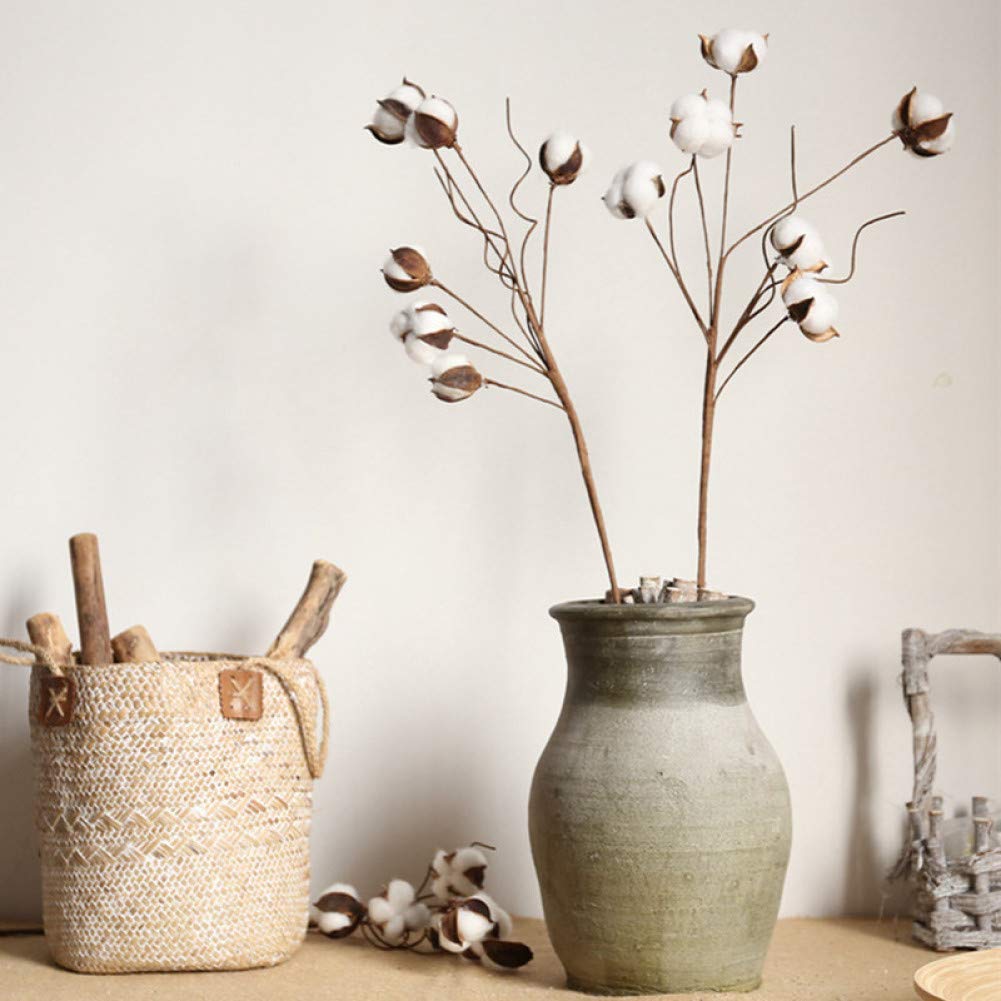 ZHHYJ Artificial Flower 7Pcs Cotton Branches Dried White Cotton Flower Wreath Decoration Maison