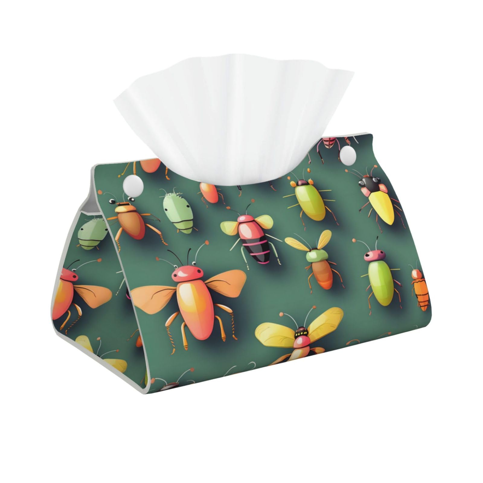 Insect Atlas Long Leather Tissue Box Cover-Waterproof PU Leather Tissue Holder for Bathroom, Decorative Rectangular Tissue Case