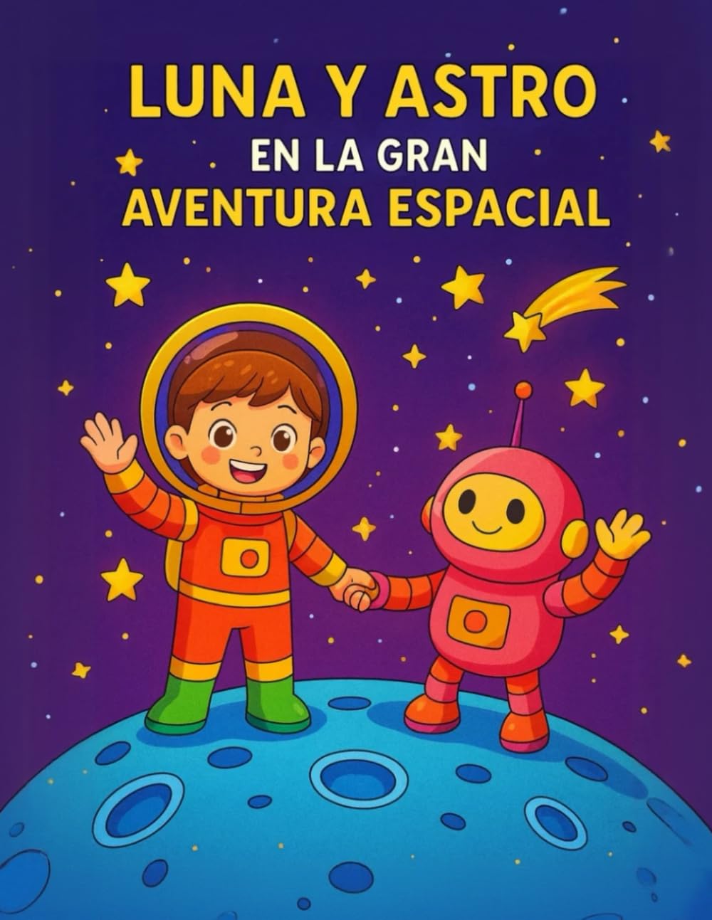 Luna y Astro: En la gran aventura espacial: Libro para colorear para niños, que cuenta la historia de Luna y Astro viajando por el espacio.