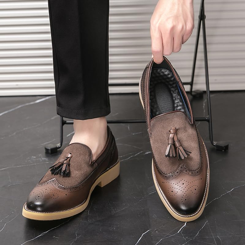 Men Business Dress Casual Fashion Elegant Formal ShoesSlip-on Evening Dress Loafers Party Tassel Leather Dress Shoes Wedding Shoes Men's Oxford Comfort Loafers Business Shoes3