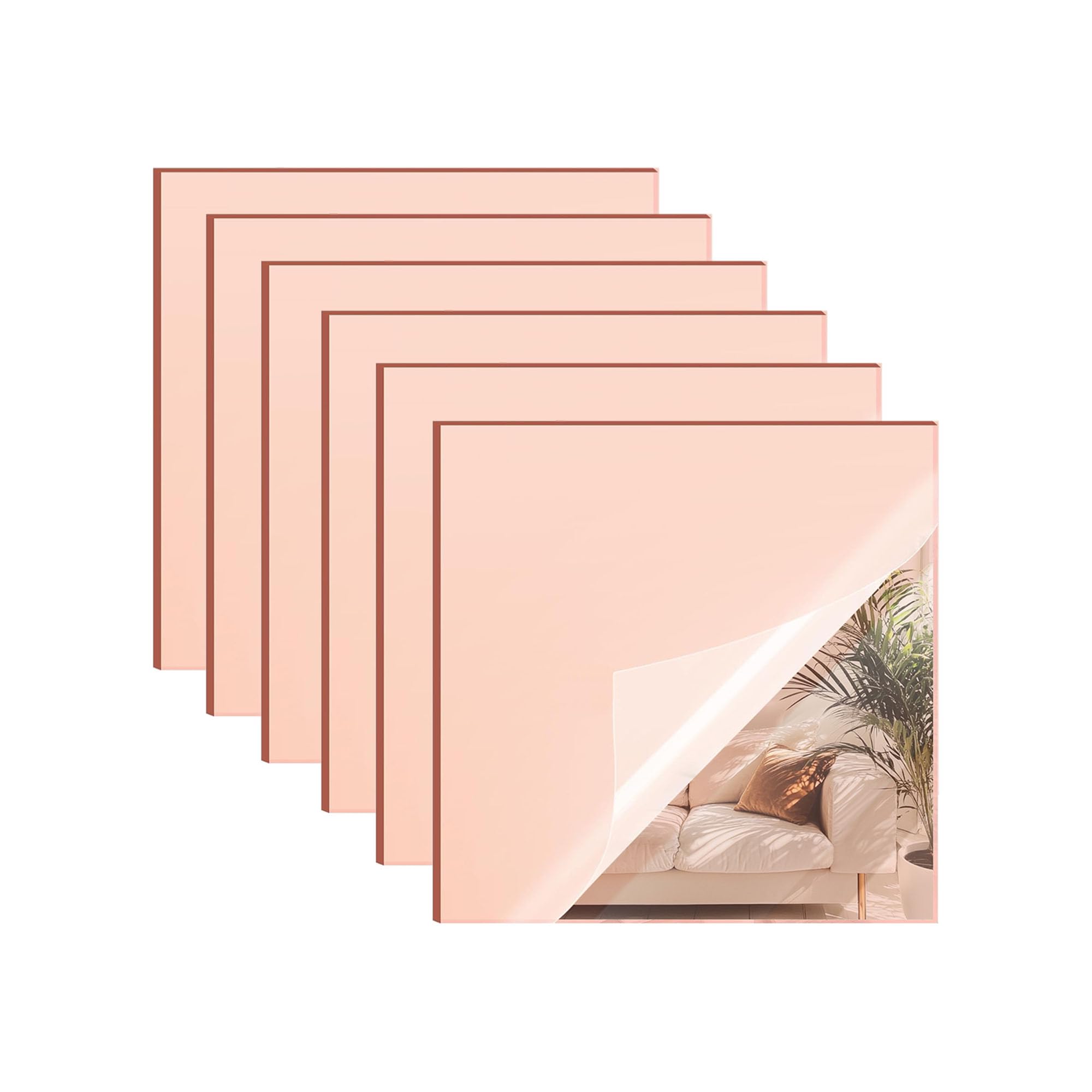Rose Gold Mirror Acrylic Sheets - 6 Pack, 8x8" -1