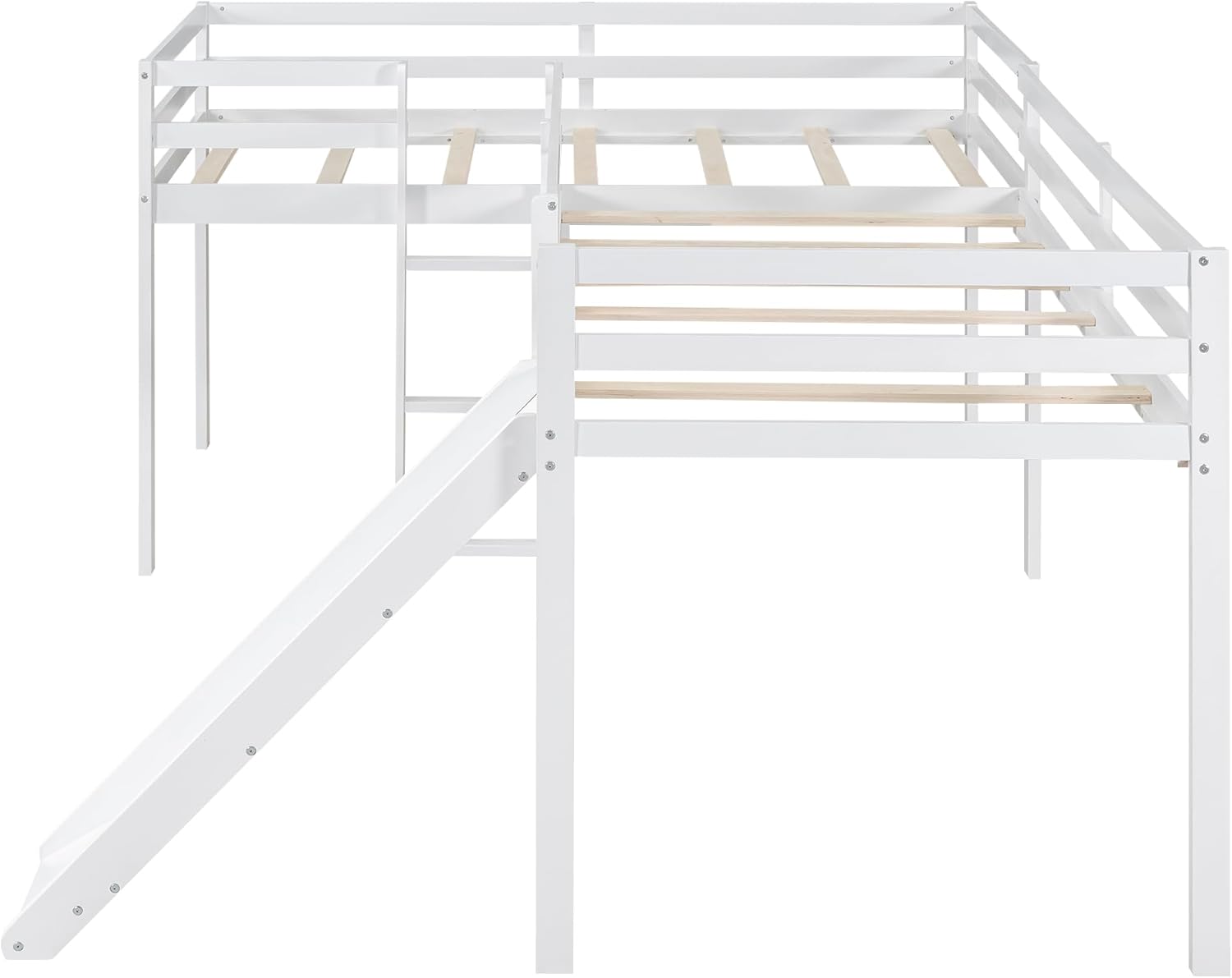 සමීප රූපය view of the Bellemave loft bed's ladder and slide.